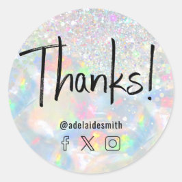 感謝していフェイクグリッター ラウンドシール