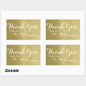 感謝していフェイク金ゴールド 長方形シール (シート)