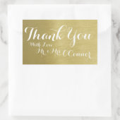 感謝していフェイク金ゴールド 長方形シール (バッグ)