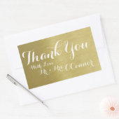 感謝していフェイク金ゴールド 長方形シール (封筒)