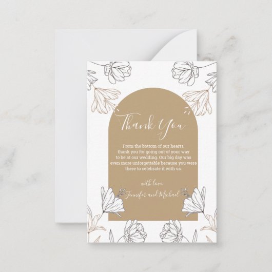 感謝していフローラテラコッタミニマル結婚ア ノートカード (正面)