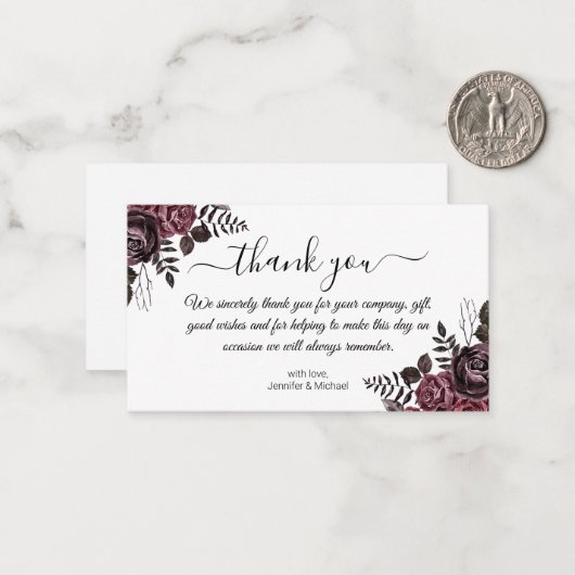 感謝していフローラ結婚モダン ノートカード (正面/裏面インサイチュ)