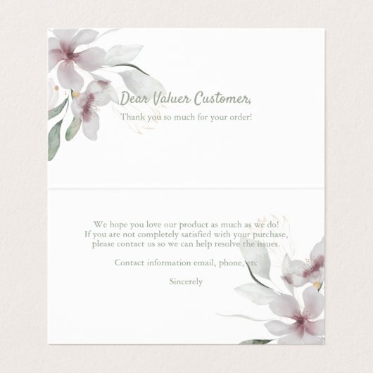 感謝していフローラ配列のタイポグラフィ 名刺 (内部フラット)