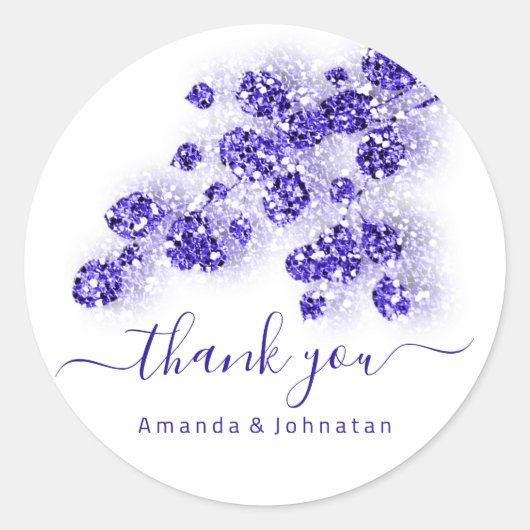 感謝していブライダルSweet16thフローラホワイト王室のブルー ラウンドシール (正面)