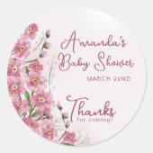 感謝していベビーイン開花ガールピンクフローラシャワー ラウンドシール (正面)