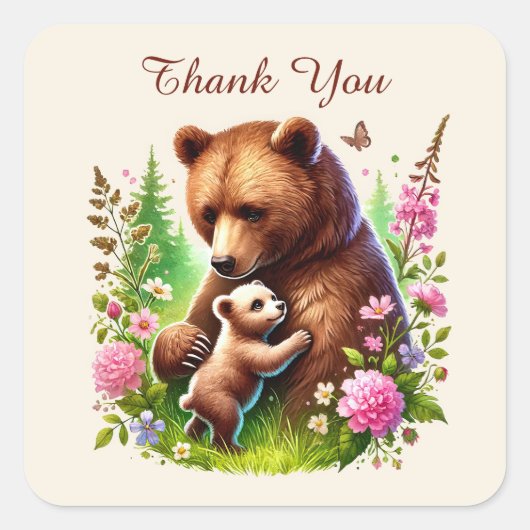 感謝していママベアベビー スクエアシール (正面)