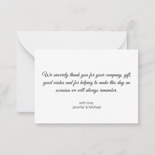 感謝していミニマル君の写真結婚は ノートカード (裏面)