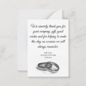 感謝していミニマル白黒結婚写真 ノートカード (裏面)