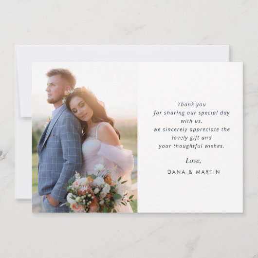 感謝していミニマル結婚カード サンキューカード (裏面)