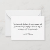 感謝していミニマル結婚君の写真は黒と白 ノートカード (裏面)