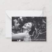 感謝していミニマル結婚君の写真は黒と白 ノートカード (正面)