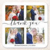 感謝していミニマル4枚の写真は結婚シック スクエアペーパーコースター (正面)
