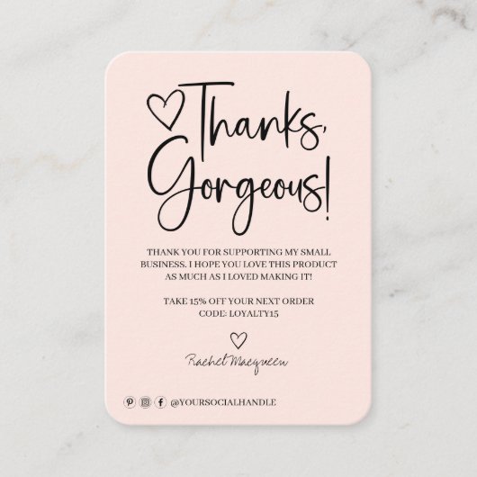 感謝していミニマルGazle Script Customer Thank You 名刺 (正面)