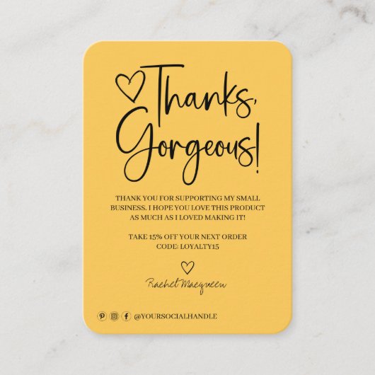 感謝していミニマルGazle Script Customer Thank You 名刺 (正面)