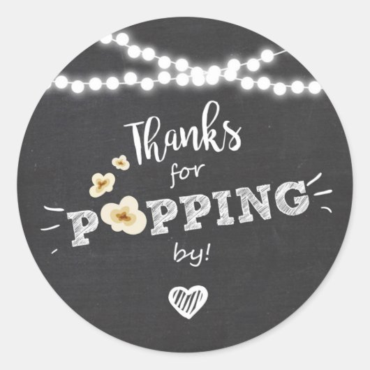 感謝していメッセージカードステッカーでポップするポップコーン ラウンドシール (正面)