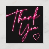 感謝していモダンはネオンピンクのQRコードを注文する スクエア名刺 (正面)