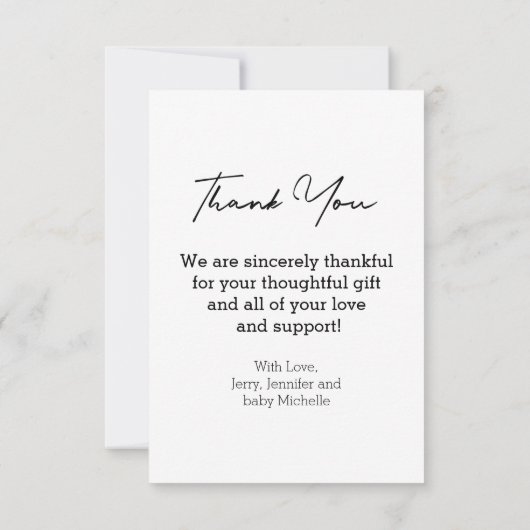 感謝していモダンは写真生まれたばかりのカード サンキューカード (裏面)