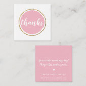 感謝していモダンは直筆文字のピ淡い色のンク スクエア名刺 (正面/裏面)