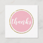 感謝していモダンは直筆文字のピ淡い色のンク スクエア名刺 (正面)