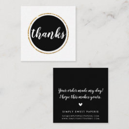 感謝していモダンは黒文字文字 スクエア名刺