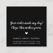 感謝していモダンは黒文字文字 スクエア名刺 (裏面)