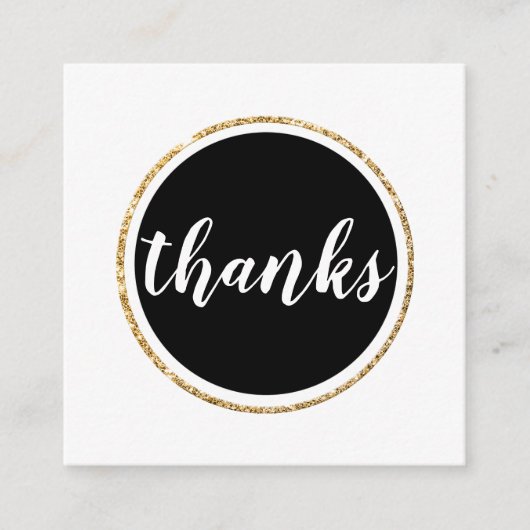 感謝していモダンは黒文字文字 スクエア名刺 (正面)