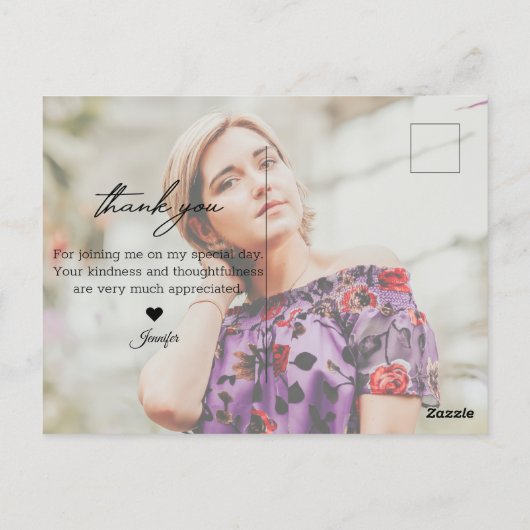 感謝していモダンは2枚の写真を手書き入力 ポストカード (裏面)