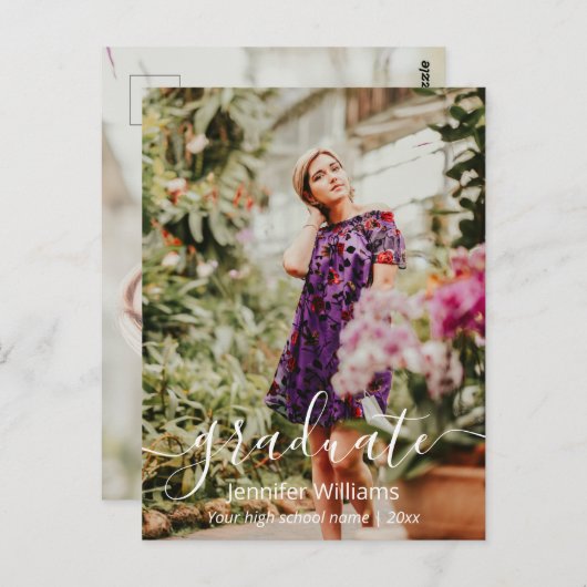 感謝していモダンは2枚の写真を手書き入力 ポストカード (正面/裏面)