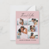 感謝していモダンは5枚の写真をピンク結婚スの ノートカード (正面)