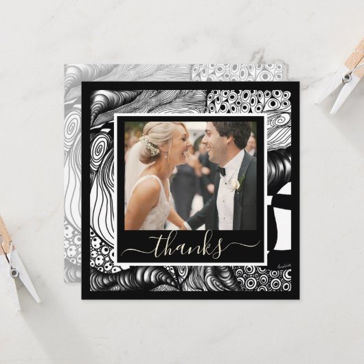 感謝していモダンエレガント白黒 (正面/裏面インサイチュ)