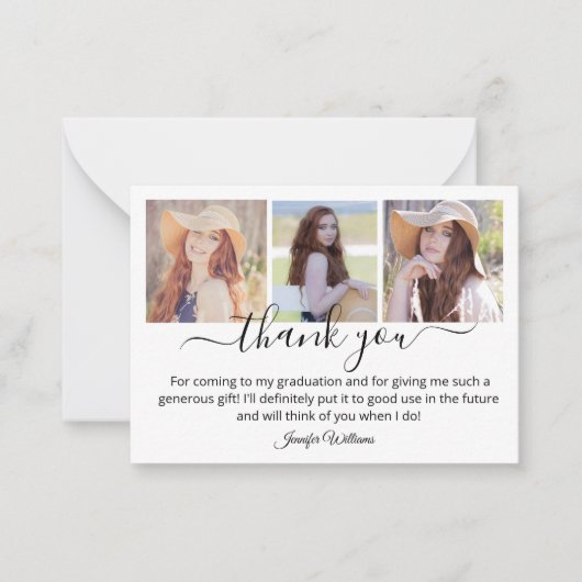 感謝していモダン卒業3写真予算 ノートカード (正面)