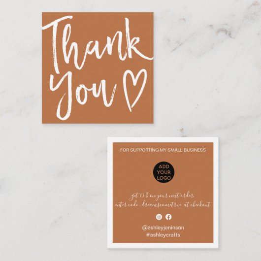 感謝していモダン台詞の順序はミニマルterracotta スクエア名刺 (正面/裏面)