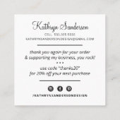 感謝していモダン感謝していロゴビジネスユー金ゴールドグリッター スクエア名刺 (裏面)