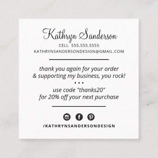 感謝していモダン感謝していロゴビジネスユー金ゴールドグリッター スクエア名刺 (裏面)