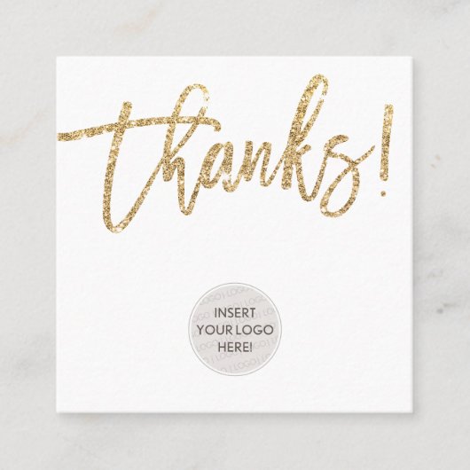 感謝していモダン感謝していロゴビジネスユー金ゴールドグリッター スクエア名刺 (正面)