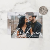 感謝していモダン手書きシック結婚の2つの写真 ノートカード (正面/裏面インサイチュ)