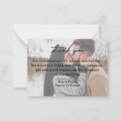 感謝していモダン手書きシック結婚の2つの写真 ノートカード (裏面)