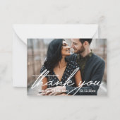 感謝していモダン手書きシック結婚の2つの写真 ノートカード (正面)