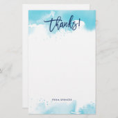 感謝していモダン手染め青い水色 便箋 (正面/裏面)