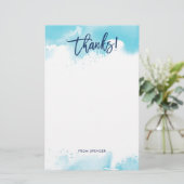 感謝していモダン手染め青い水色 便箋 (スタンド正面)