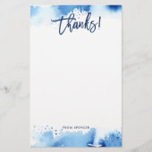 感謝していモダン手染め青い水色 便箋 (正面)