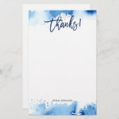 感謝していモダン手染め青い水色 便箋 (正面/裏面)