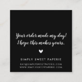 感謝していモダン書ストライプ白黒金ゴールド スクエア名刺 (裏面)