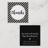 感謝していモダン書ストライプ白黒金ゴールド スクエア名刺 (正面/裏面)
