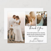 感謝していモダン書結婚3枚フォトカード (正面/裏面)