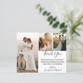 感謝していモダン書結婚3枚フォトカード (スタンド正面)