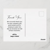 感謝していモダン金の手書き結婚写真 箔シーズンポストカード (裏面)