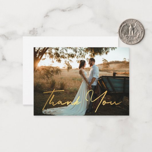 感謝していモダン金ゴールドの手結婚跡 ノートカード (正面/裏面インサイチュ)