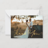 感謝していモダン金ゴールドの手結婚跡 ノートカード (正面)