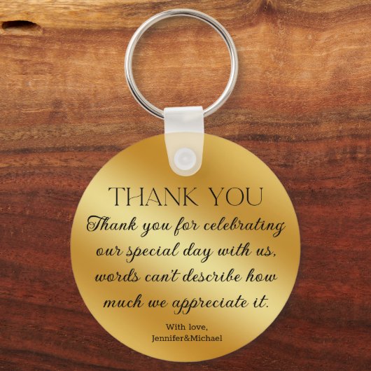 感謝していモダン金ゴールドをスクリプ結婚トする キーホルダー (正面)